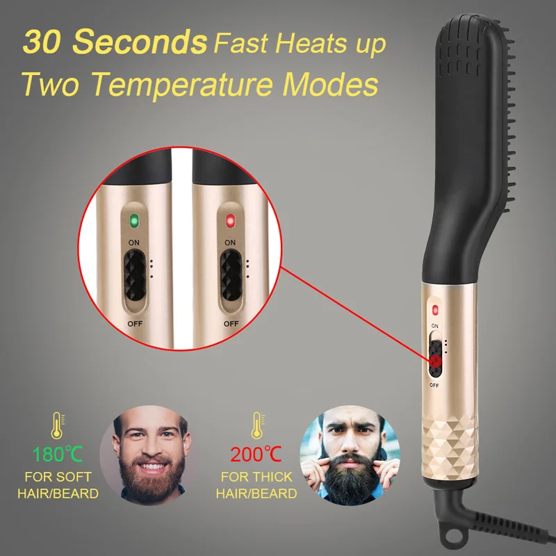 Electric Hot Comb Straightener Multifunctional Quick Heated Men Beard Care Brush Beard Anti-Scald Straightener Comb Hair Tools