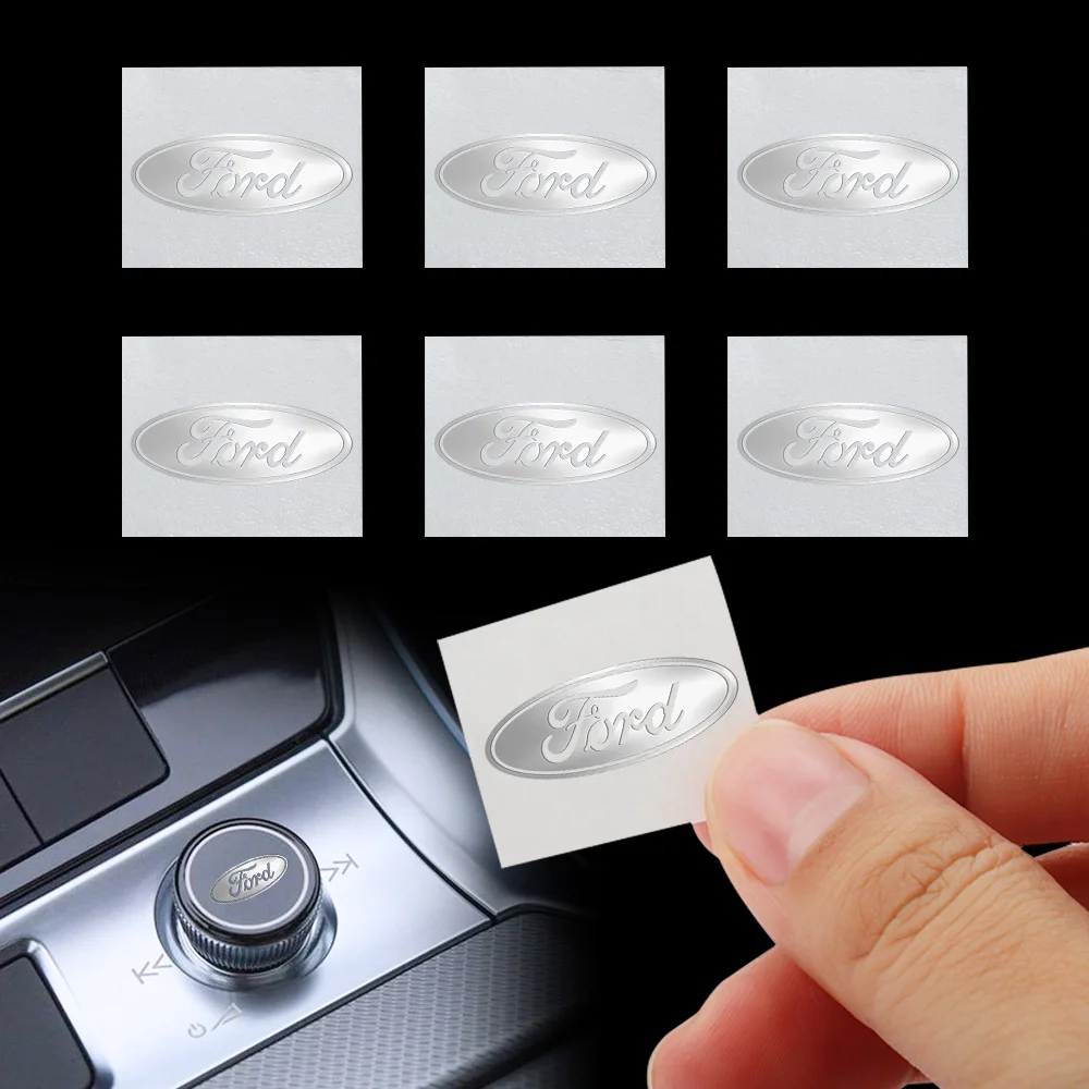 10 Uds. Pegatinas metálicas 3D de níquel para interior de coche, accesorios para Ford focus Fiesta ESCORT ranger fusion mondeo Mustang EcoSport