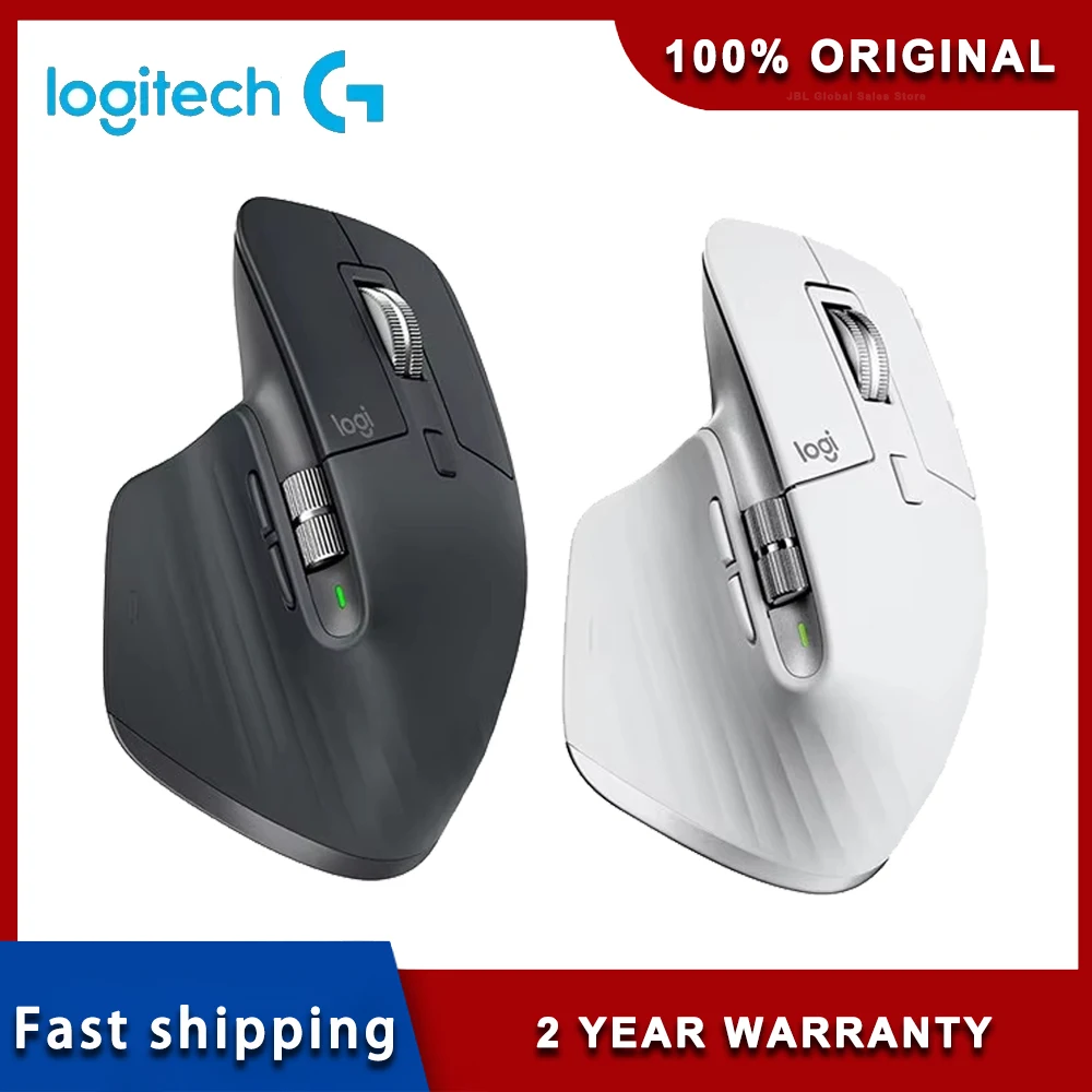 Ratón Inalámbrico Bluetooth Logitech MX Master 3s, Ergonómico, Silencioso, de Alta Gama, Color Blanco Perla, con Receptor Inalámbrico