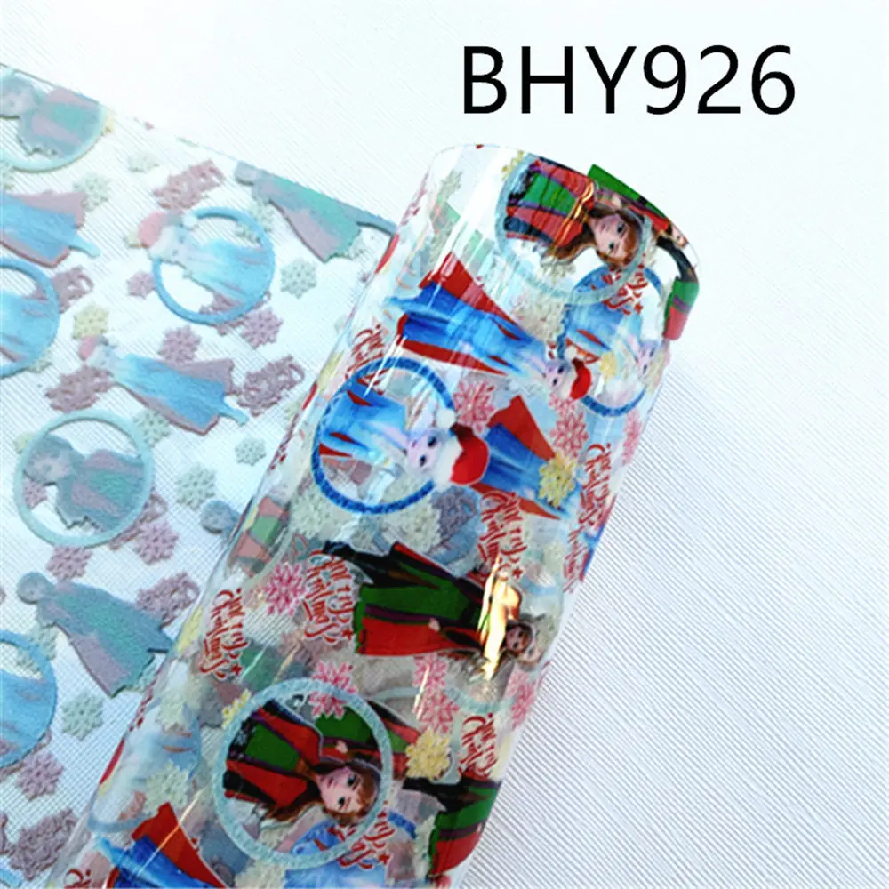 20*33CM A4 size Christmas anna and elsa Transparent PVC Sheets Printed Synthetic Leather Fabric for DIY Bags Bows