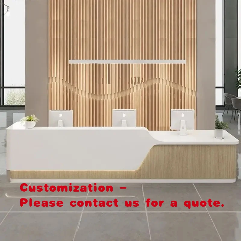 custom.Modern Corner Reception Desk Customized Luxury Wood Front Office Desk  Hotel Lobby Beauty Salon