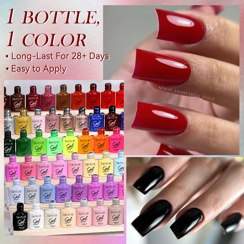 LILYCUTE 7 ml Gel-Nagellack, Schwarz, Rot, Weiß, 125 Farben, Vernis, semi-permanentes UV-Gel, Nagelzubehör, Soak Off UV-LED-Gel für Nägel