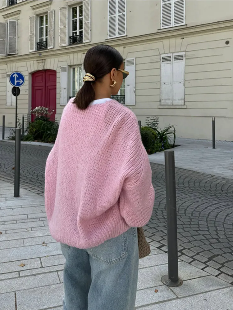 Cárdigan de punto con lazo para mujer, suéter informal de manga larga con cuello redondo, calado, color marrón, moda de otoño, 2024