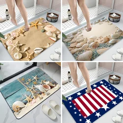 Ocean Coastal Bath Mat Non Slip Floor Entrance Carpets Super Absorbent Rug Home Indoor Living Room Bathroom Decorative Doormats