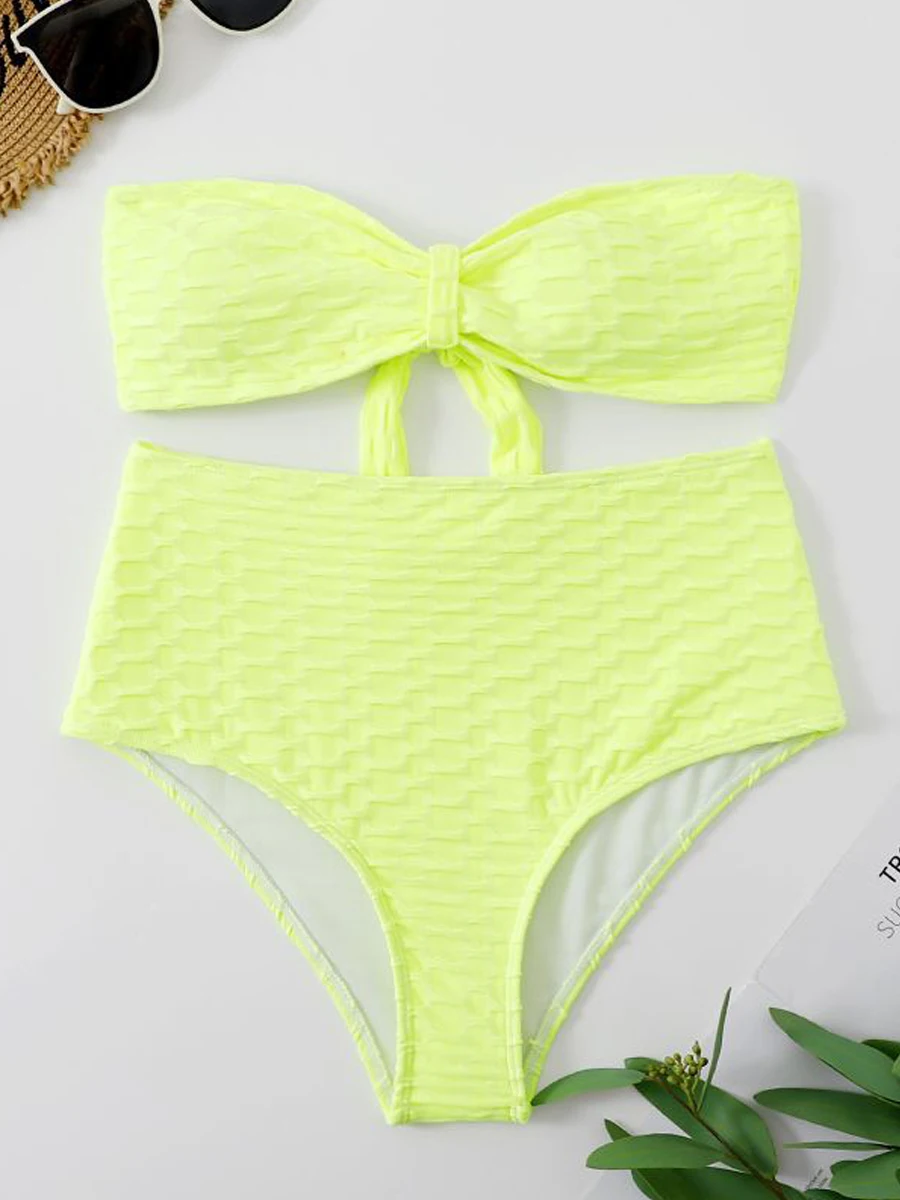 الصلبة عقدة الجبهة العصابة البيكينيات المرأة مثير عالية الخصر ملابس السباحة مبطن الإناث التعادل الخلفي ثوب السباحة ملابس السباحة #6