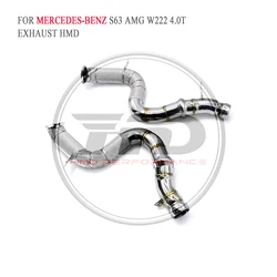 for Mercedes Benz AMG S63 S63L W222 4.0T 2018+ HMD Exhaust System High Flow Performance Downpipe With Heat Shield Racing Pipe