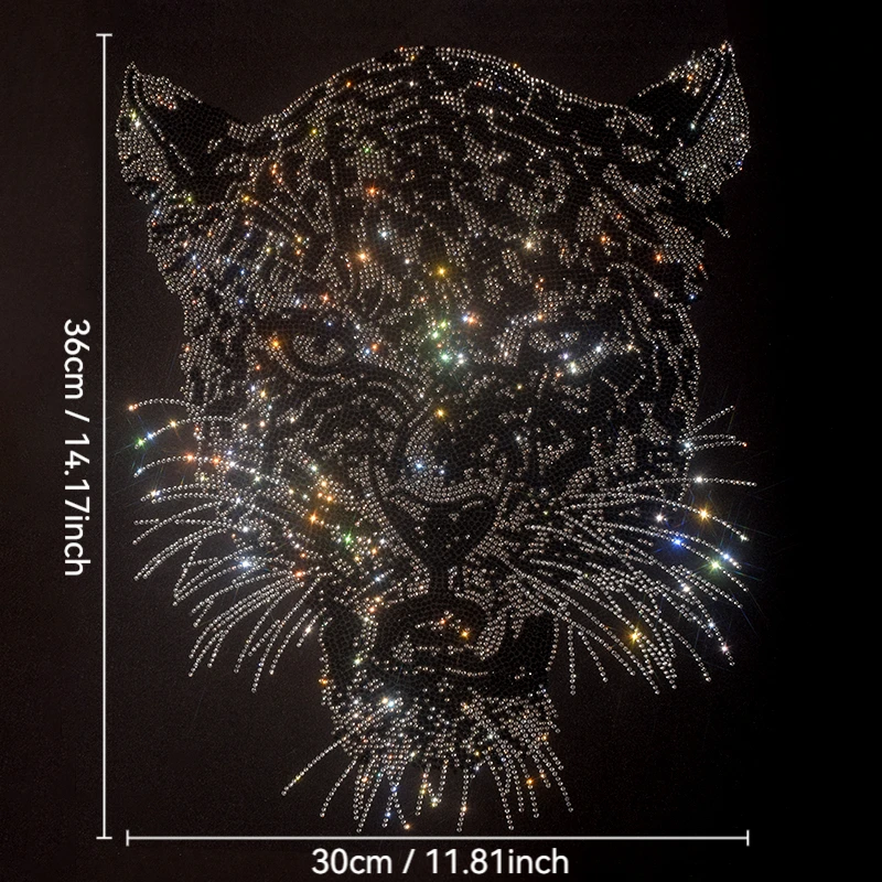 

High-quality hot diamond leopard head pattern ironed on T-shirt and denim clothing accessories