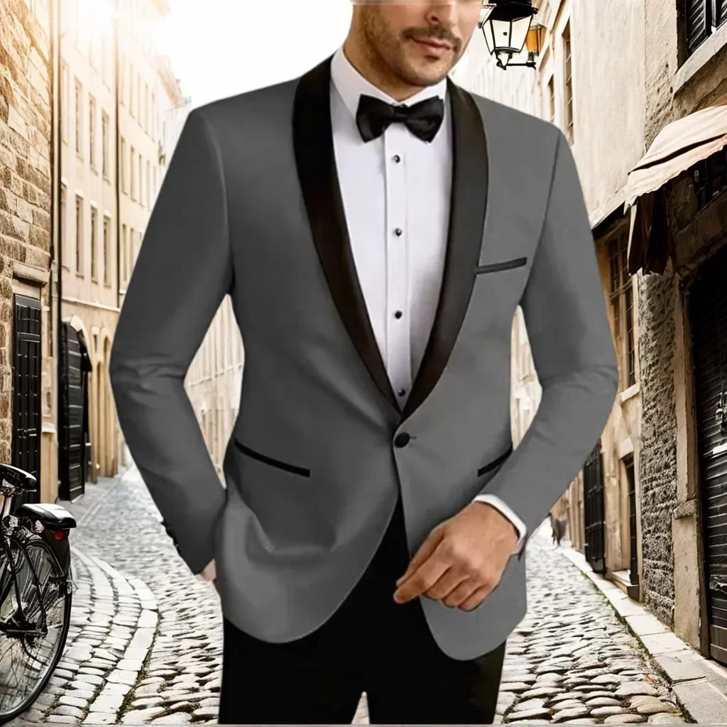 Hochwertiger Herrenanzug, schmaler 2-teiliger Blazer und Hosenanzug, Set mit Schalkragen, formelle Brautkleider, Business-Smokinganzüge für Herren