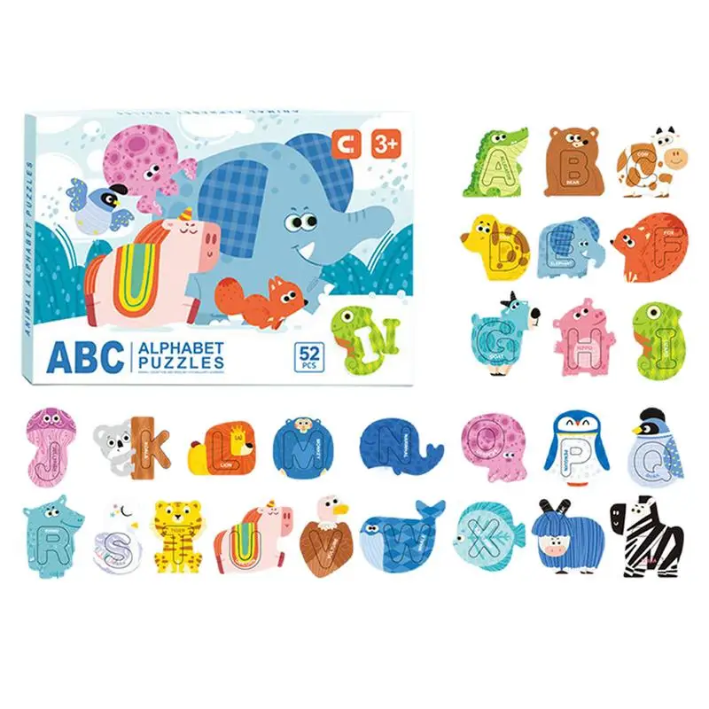 Alphabet Matching Puzzle Animal Shape Paper Letters Pattern Blocks Set Capital English Letters Magnetic Puzzle Game For Boys