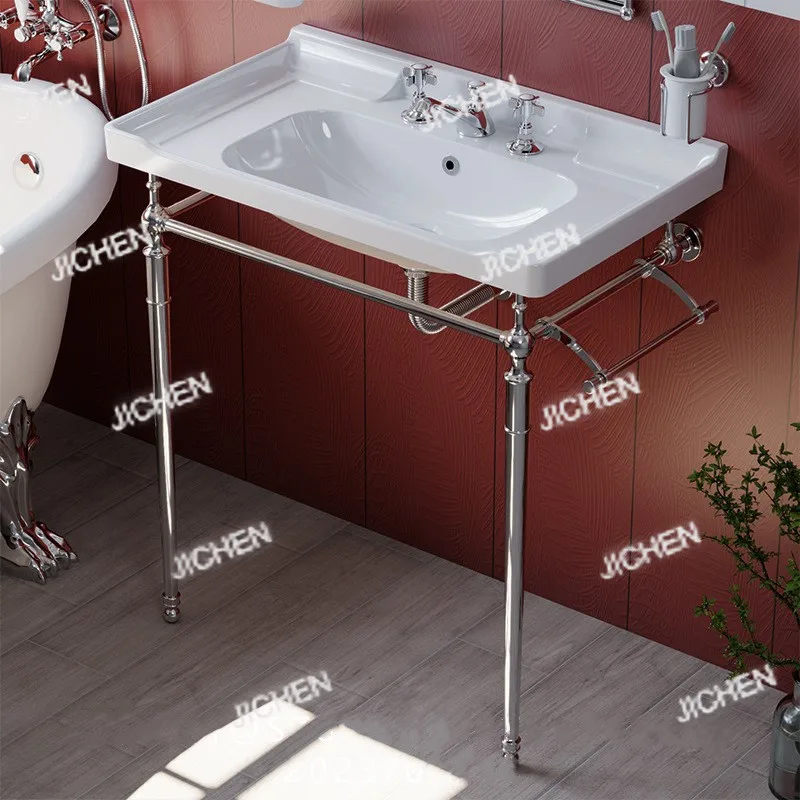 

Bathroom Floor-standing Washbasin, Integrated Ceramic, Balcony Sink, Vintage-style Washstand, Bracket Combined Vanity RS022AA