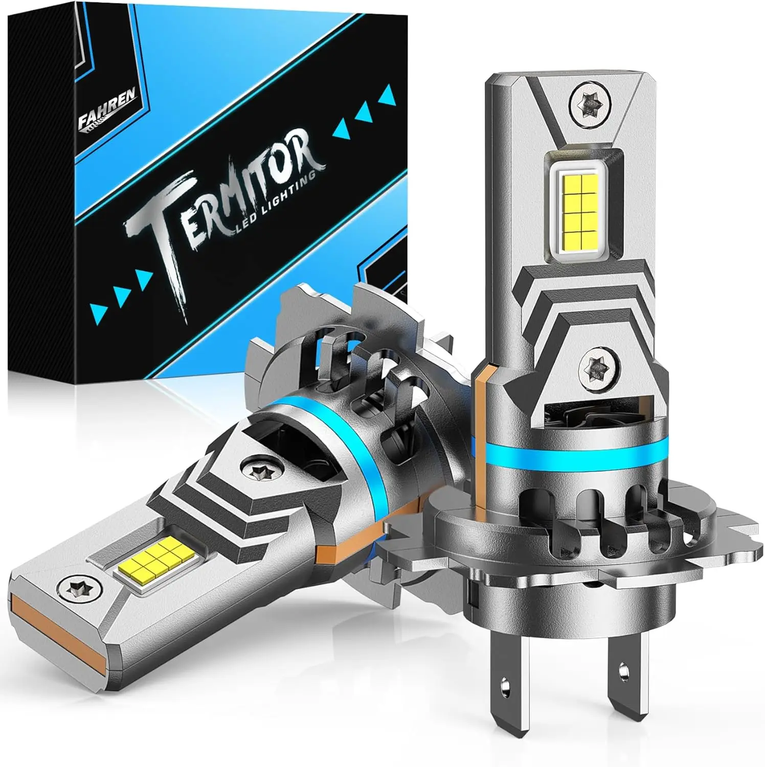 FAHREN LED H7 Bulbs,120W 40000LM 6500K White H7 Headlights Fog Bulbs,No Adapter Required,Plug and Play,Pack of 2