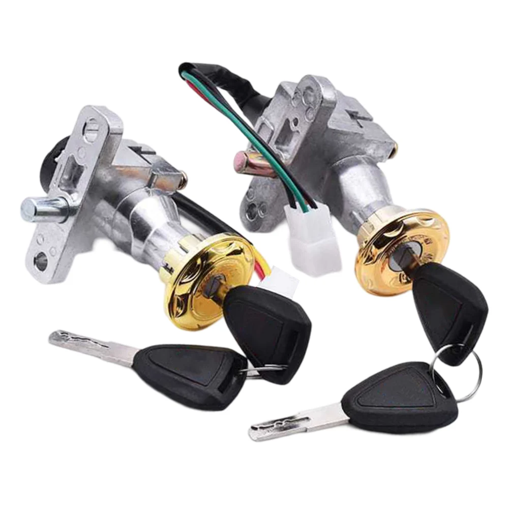 Motorcycle Modified Start Ignition Switch Key Ebike Switch 2/4 Wire Position For Electric Scooter E-Bike Lock+Key