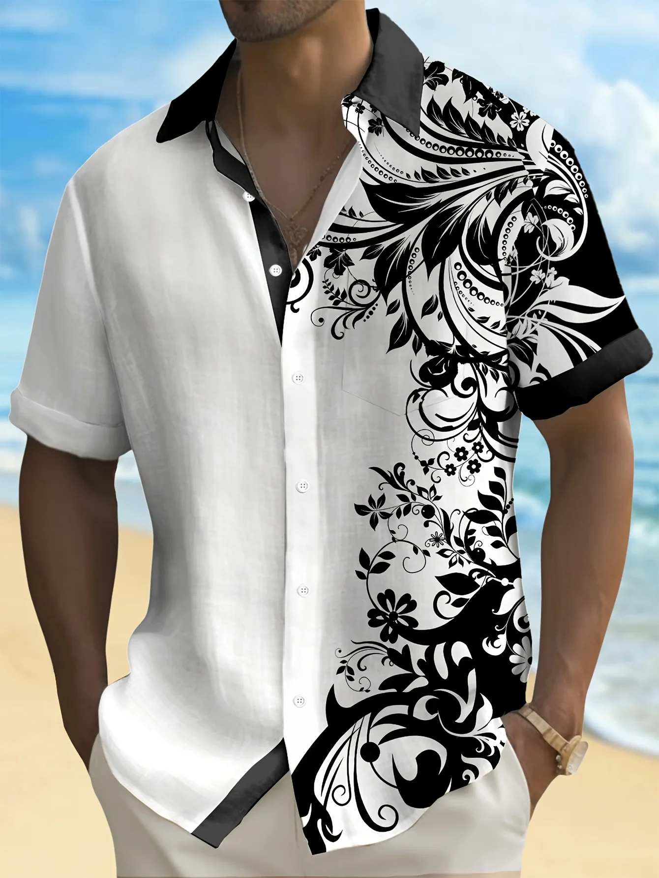

The new men's short-sleeved shirt for summer 2025 is breathable lightweight casual and fashionable with 3D printed joints