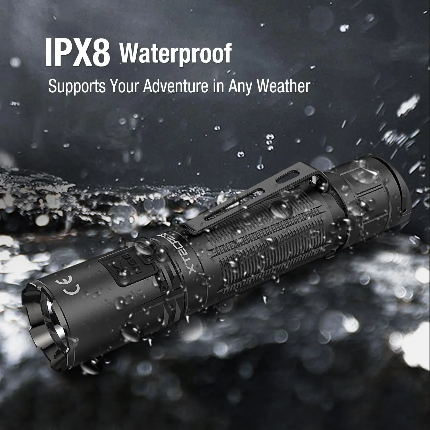 2100 Lumens Ultra-Bright Tactical Flashlight, Dual Tail Switches, Compact Design for Outdoor Camping and Emergency Use