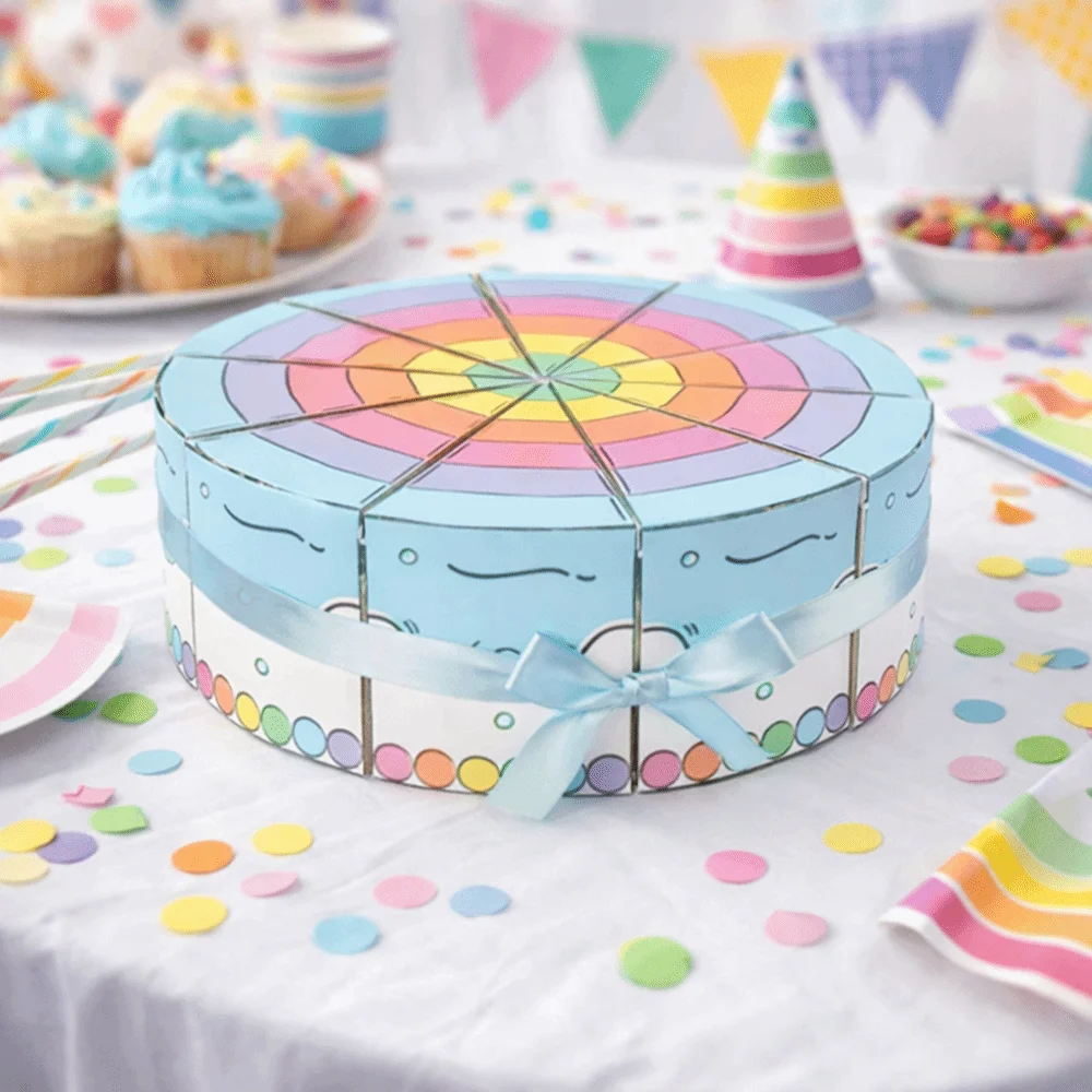 10PCS Eco-friendly Paper Triangular Cake Shaped Gift Box DIY Combination Party Gift Packing Box Cartoon Candy Box Dessert view 5