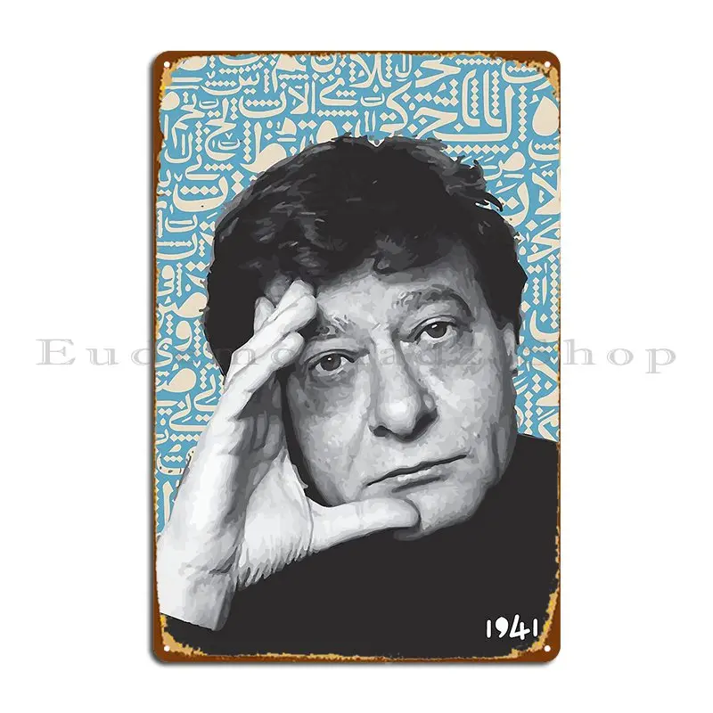 Mahmoud Darwish Portrait Metal Sign Plaques Decoration Bar Club Create Tin Sign Poster