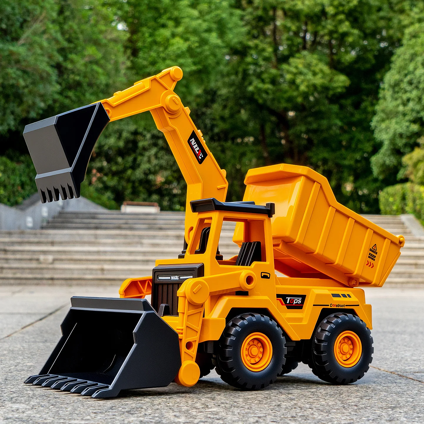 3-in-1 Large Excavator Toy Flexible Joints Kids Inertia Bulldozer Simulated Construction Vehicle Model Birthday Gift For Boys