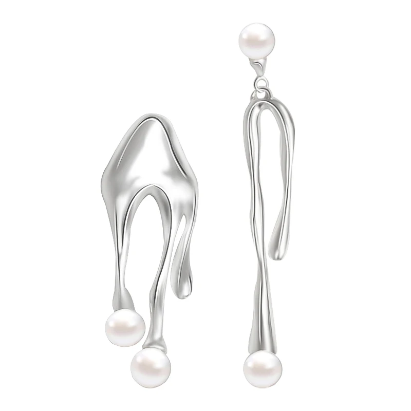  ﻿ ﻿ YYSuniee Solid 925 Sterling Silver Pearl Dangle Earrings Dainty Irregular Dangle Freshwater Pearl Drop Earrings for Women