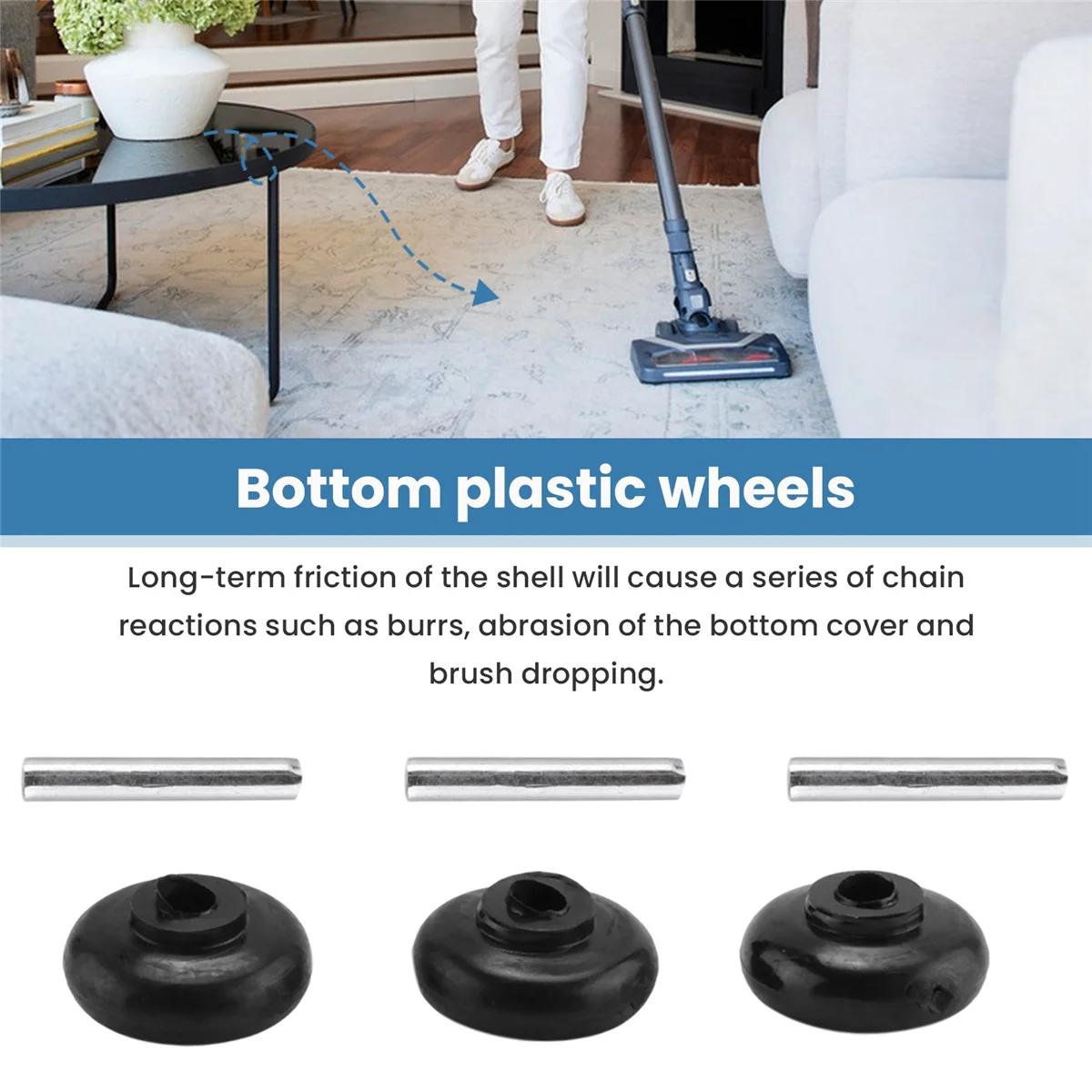 

Better Quality 3x Axles and Rollers Motorized Heads Small Shaft Wheels for Dyson Vacuum Cleaner Powerheads Replacement