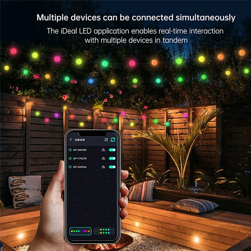 A07F-Smart LED RGB String Light Outdoor Decoration DIY Home Decor String Lights Lamp Waterproof Night Light Camping Light