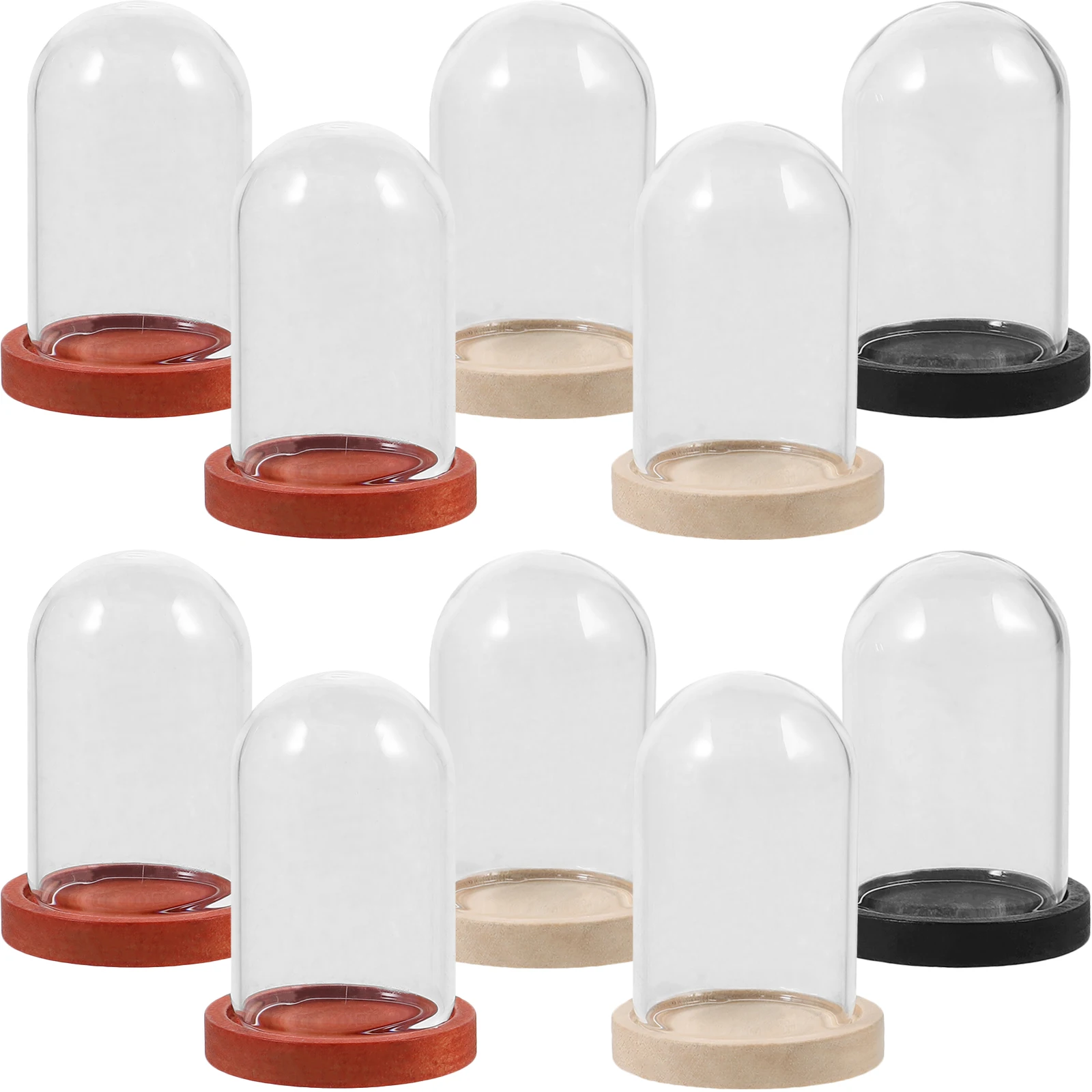 

10 Sets Mini Glass Cloche Dome Preserved Flower Display Case Elegant Clear Showcase For Collectibles