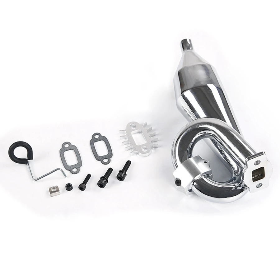 Chrome Resonante Buis Afgestemde Pijp Uitlaatpijp Algemeen voor 1/5 HPI Baja 5B Ss 5T 5Sc Rovan King Motor Rc Auto Afgestemde Pijp