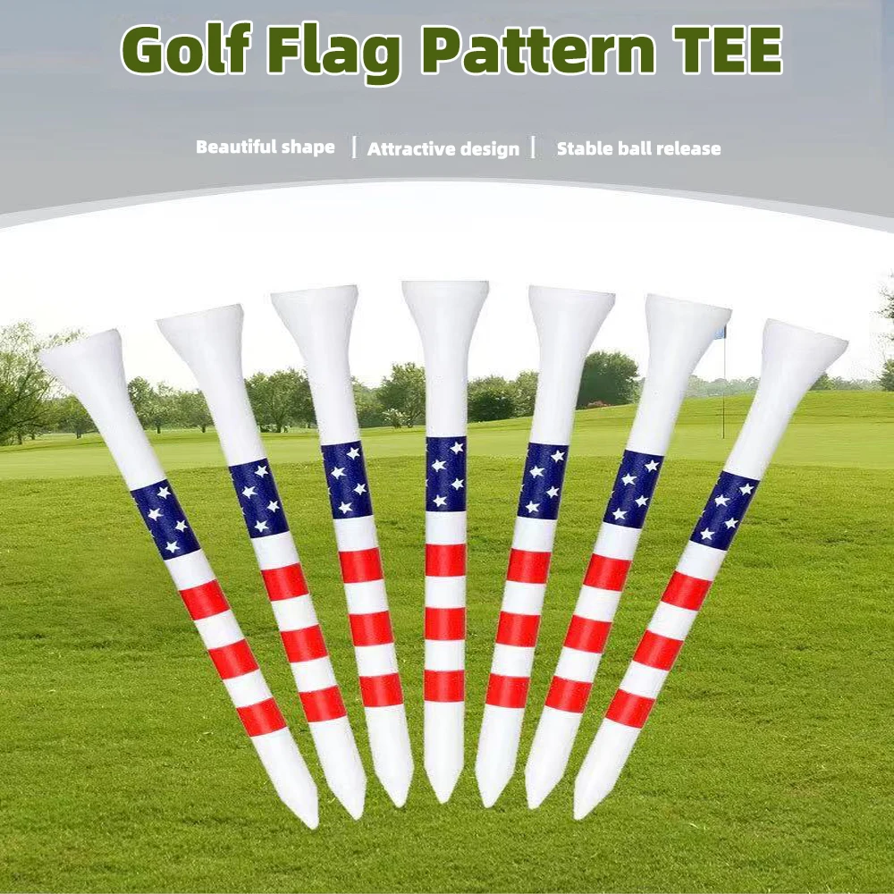

50pcs American Flag Bamboo Golf Tees - 2 Sizes: 3-1/4" & 2-3/4" (70/83mm) - Durable Training Practice