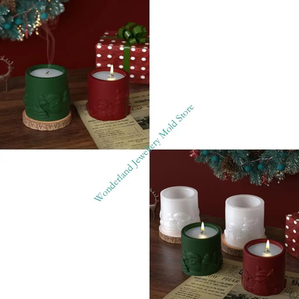 

H7EB Santa Silicone Container Moulds for Handmade Decorations Creative Present