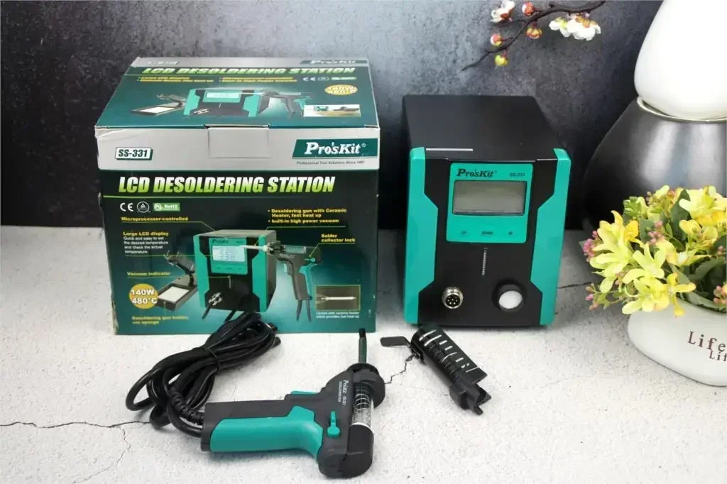 

Pro'sKit SS-331H ESD ЖК-цифровой электрический оловоотсос BGA для распайки всасывания вакуумный припой присоска пистолет автоматический сон