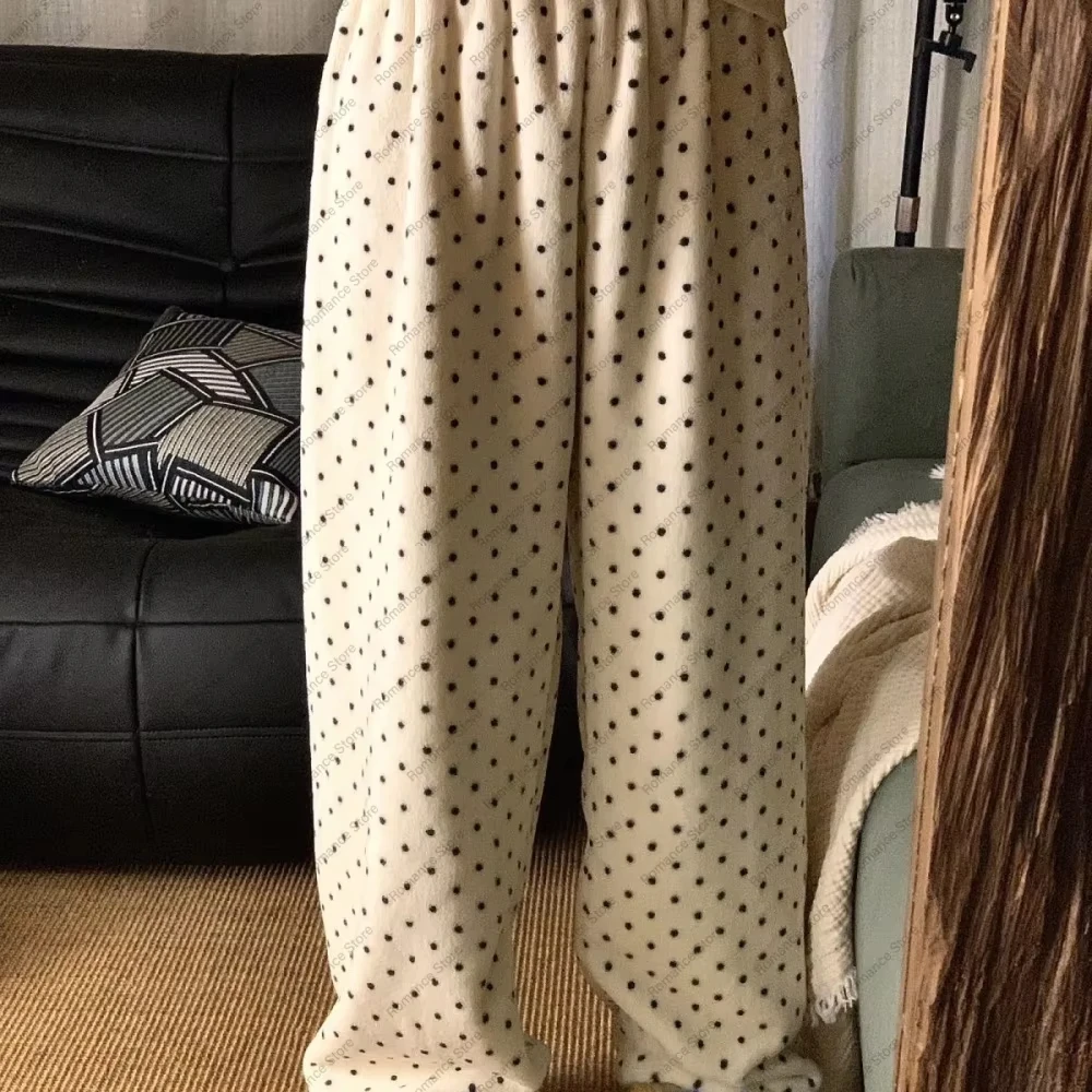 Damen-Flanell-Pyjamahose für Herbst und Winter, warm, locker, gerade geschnitten, Heimhose, warme Hose, 2026, entspannter neuer Stil – Detail 4