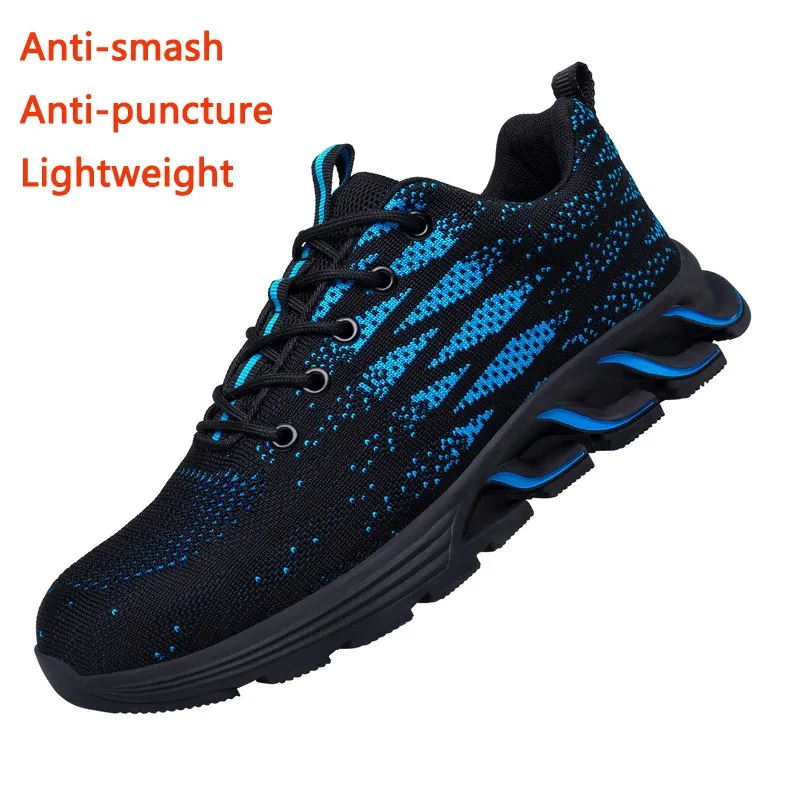 Safety Shoes Men's Anti Impact And Anti Puncture Steel Toe Fly Woven Mesh Breathable Zapatos De Seguridad Lightweight Protective