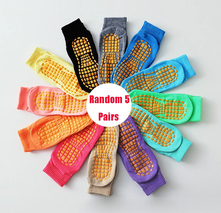 

5 пар/компл. женские нескользящие хлопковые носки для женщин и детей, летние забавные противоскользящие короткие носки до щиколотки для йоги на батуте