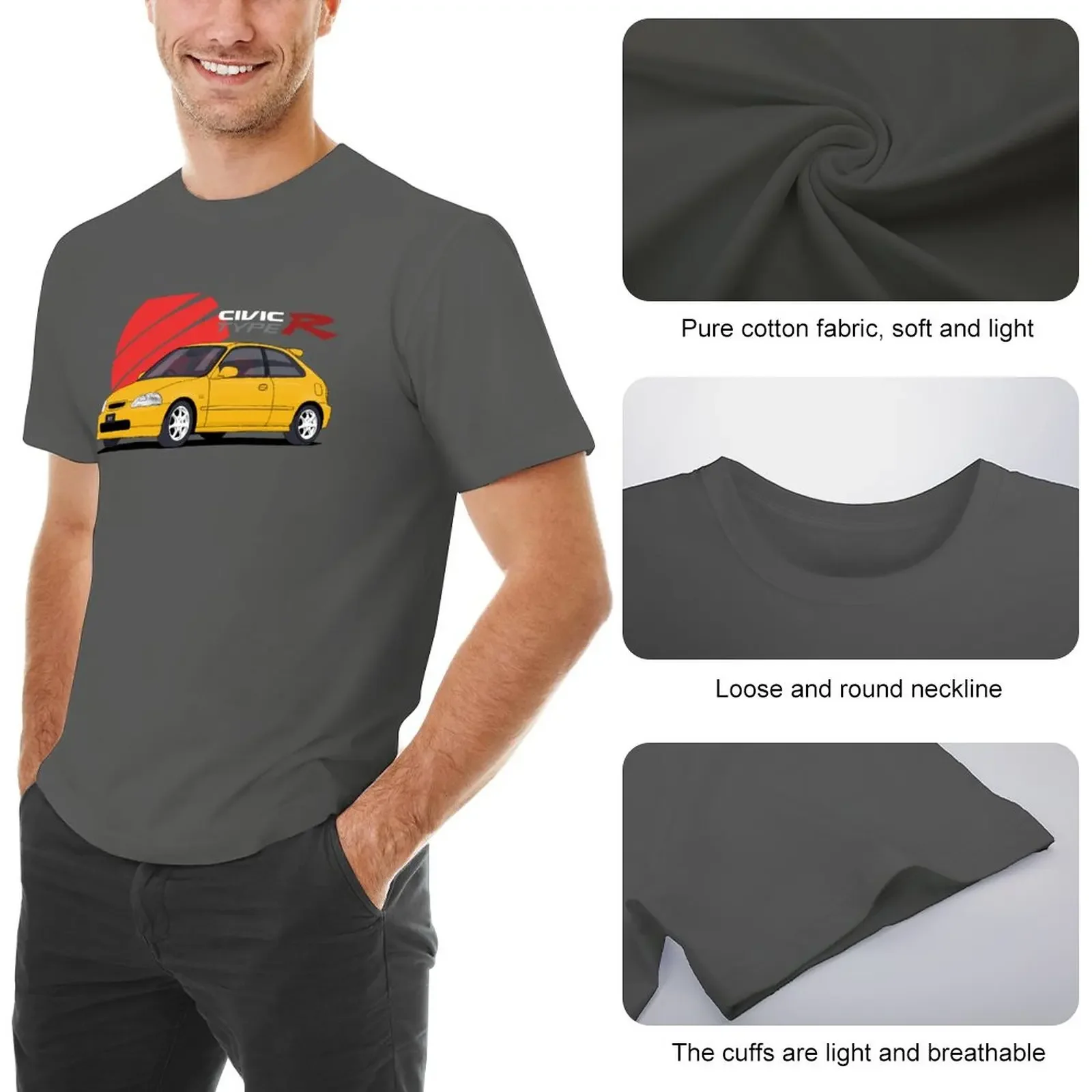 Civic EK9 Type R - Sunlight Yellow Y-56 T-Shirt custom t shirts design your own sweat shirt t shirts for men cotton