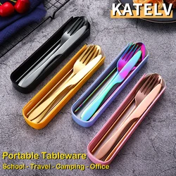 4Pcs Tableware Set Outdoor Household Ultra Portable Cutlery Set Stainless Steel Knife Fork Spoon Chopsticks Travel Camping Carry