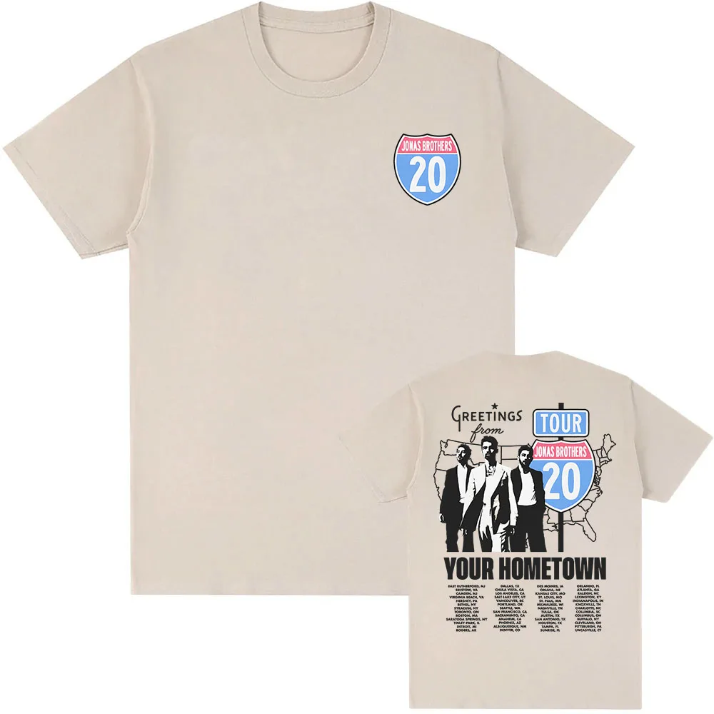 Saludo de tu ciudad natal Ruta 20 Tour camiseta JonasBrothers camisetas de moda de algodón de manga corta Camiseta con estampado de banda de Rock