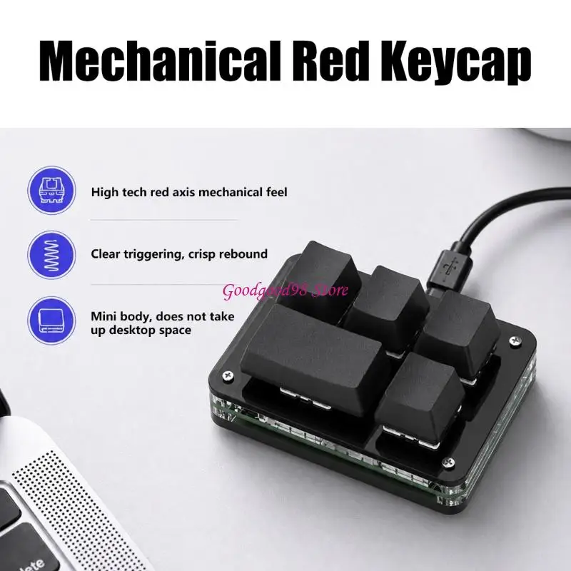 5-Key USB Mechanical Keypad for Office Commands Editing Tasks and Game Input 