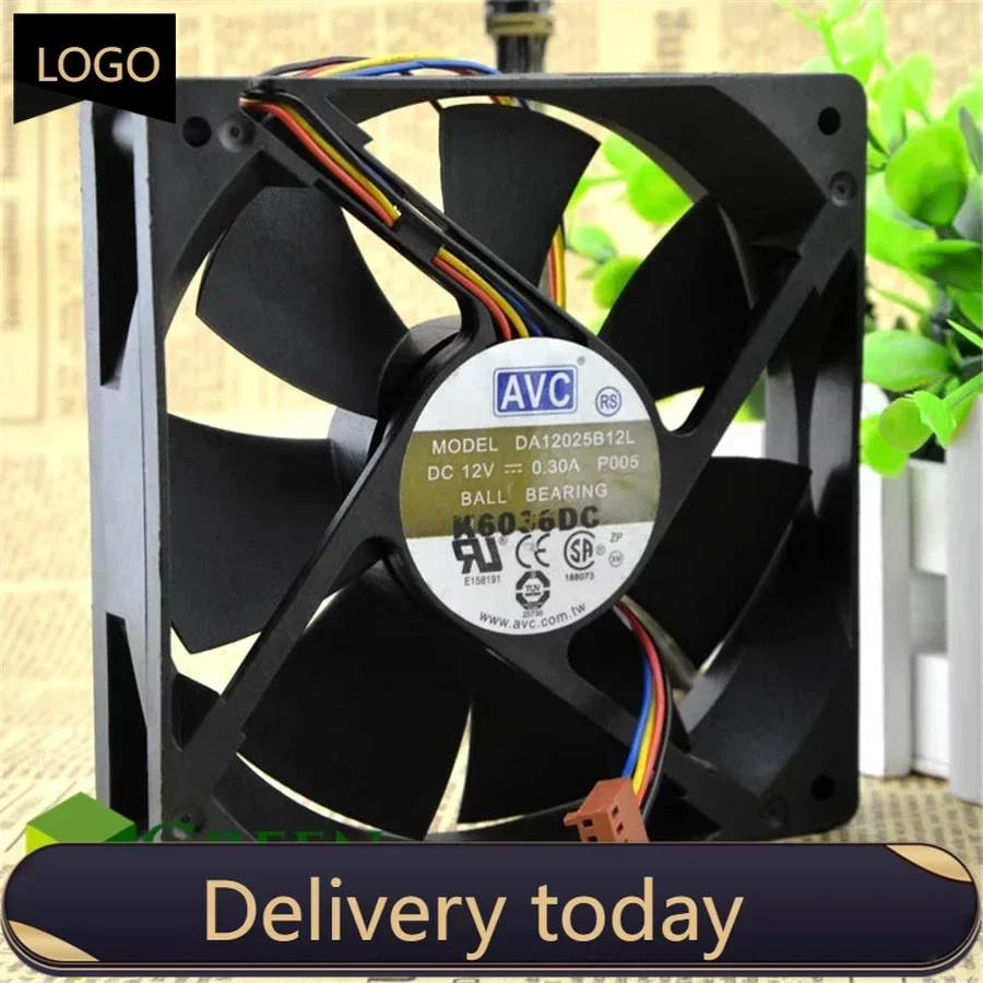 pa The original DA12025B12L 120MM 1225 12025 120*120*25MM 12*12*2.5CM  Chassis fan with Ball bearing 12V 0.3A 4PIN