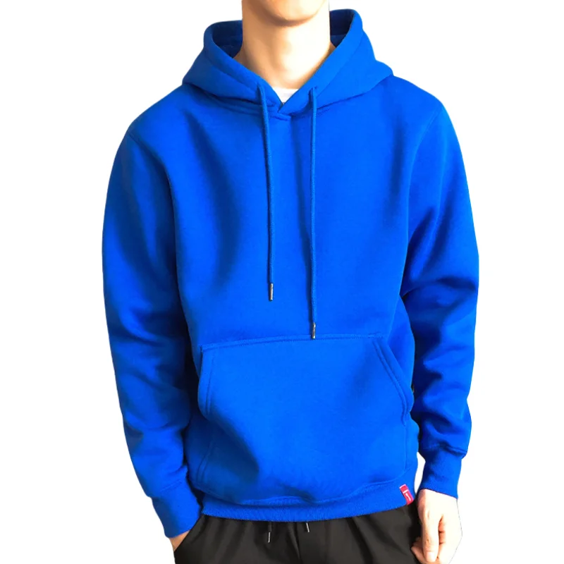 

Autumn Winter Men's Solid Color Fleece Hoodie Loose Versatile Casual Sports Top Thickened Hooded Jumper Fashion Sweatshirt