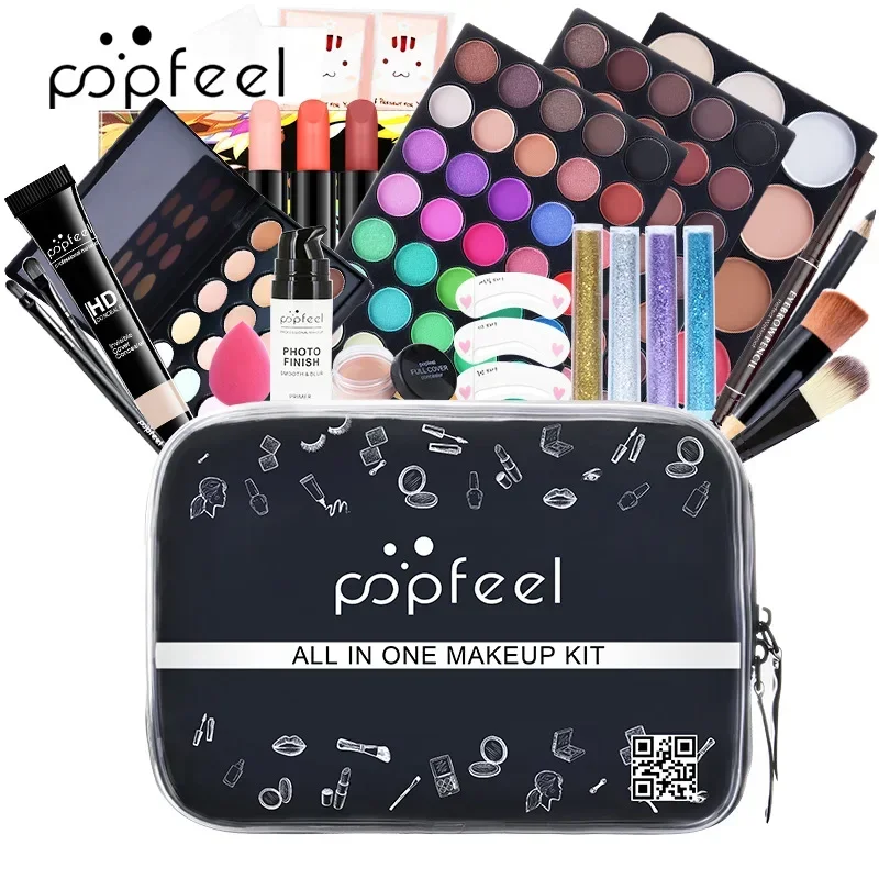 Bestseller Popfeel Make-up-Set, komplettes Set, All-in-One-Lidschatten, Eyeliner, Augenbrauenpuder, Concealer, Luxe-Sets, Geschenke für Frauen, Kosmetik