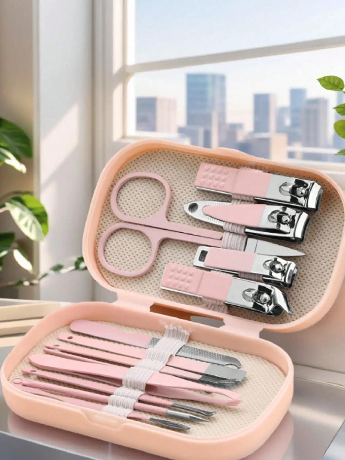 

Unisex Multi-Color Manicure & Pedicure Set, Stainless Steel Nail Clippers, 8-In-1 Professional Durable Portable Grooming Kit, Includes Portable Toenail Clipper, Eyebrow Trimmer, Ear Spoon, With Green, Blue, Pink Leather Storage Case