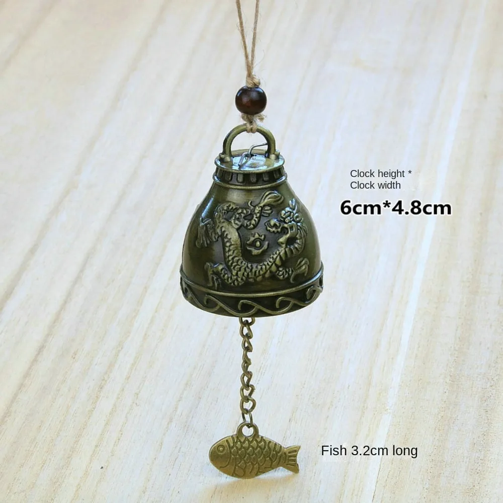 New Auspicious Wind Chime Dragon and Fish Patterned Handmade Pendant Temple Wind Bell Creative Retro Wall Hanging Bell