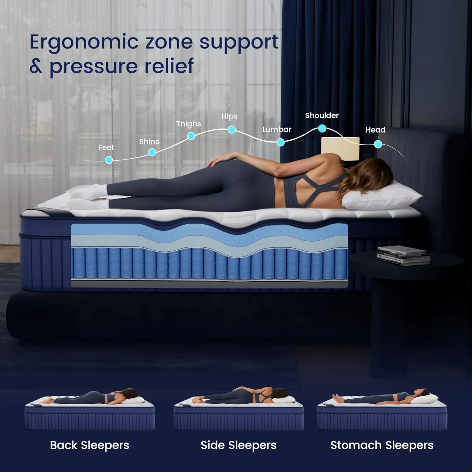 Twin XL 12 Inch Hybrid Mattress, Luxury Cooling Gel Memory Foam Bed-in-a-Box with Pocket Springs, Pressure Relief, Motion Isolation, Edge Support