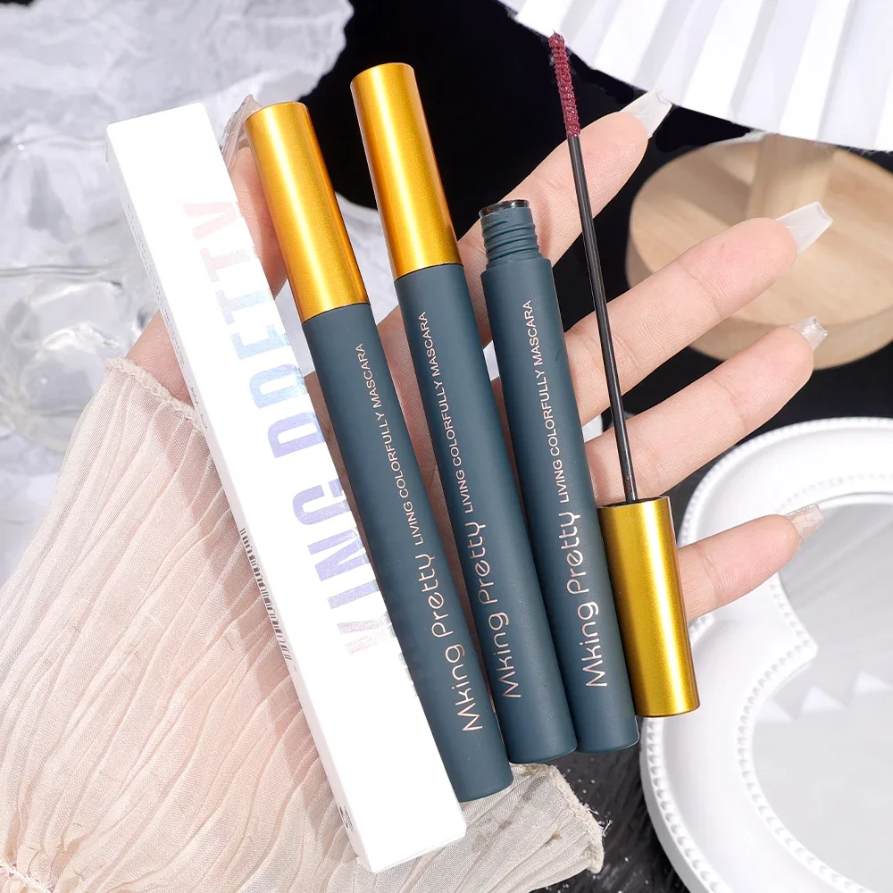 Waterproof Ultra-fine Mascara Natural Thick Curl Lengthen Eyelashes Black Blue Brown Mascara Professional Makeup Korean Cosmetic