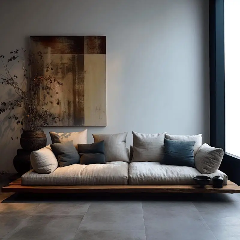 Breakfast Hotel Lobby Reception Rest Area Solid Wood Sofa Surprise Quiet Wind Living Room Household Fabric Sofa Furniture
