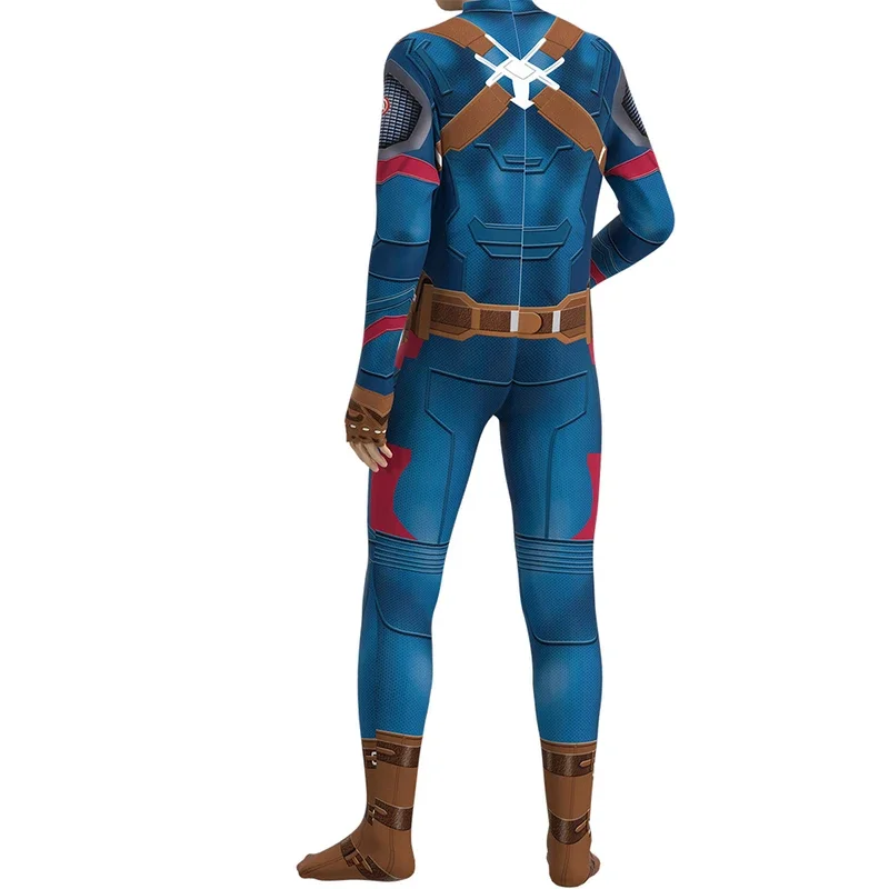 Marvel Capitan America costume cosplay per bambini con maschera ragazzi supereroe spandex body compleanno regalo di Natale festa vestire