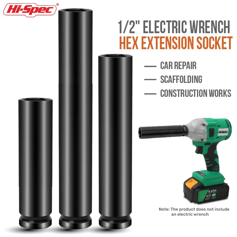 

Hi-Spec 1/2" 150MM Hex Adapter Deep Long Socket CRV Long Wrench 6PC Socket Set Tool Impact Hex Wrench Socket For Car Repair