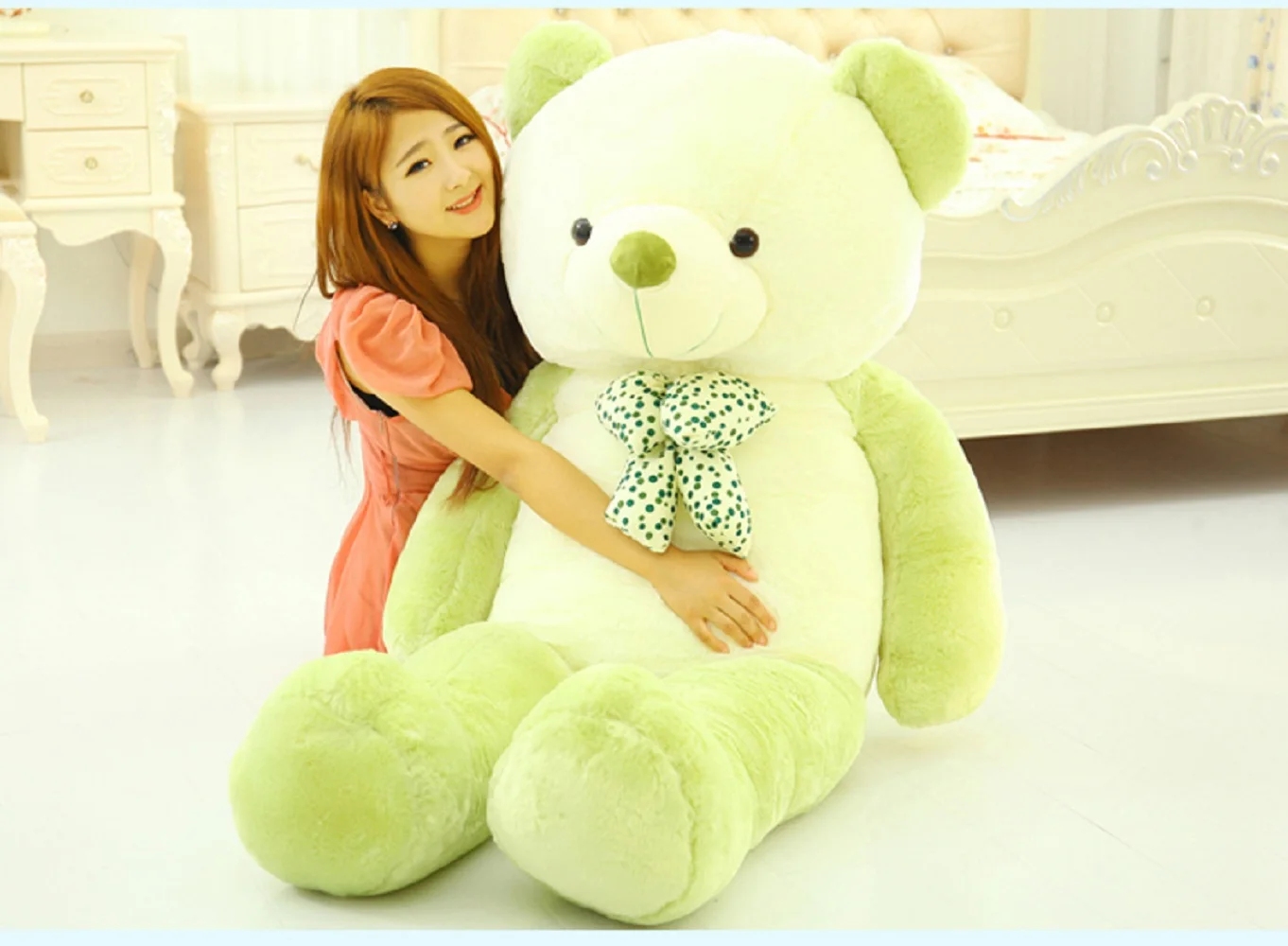 

huge white& green teddy bear plush toy hug bear doll hugging pillow,Valentine's Day,Xmas gift about 160cm 0002