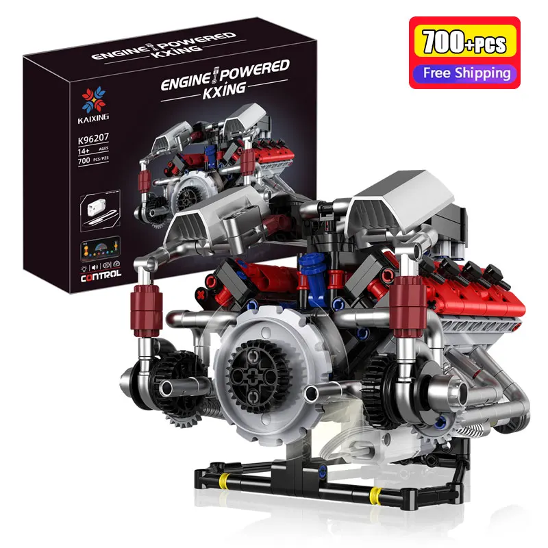 

Конструктор K96207, 700 деталей, модель двигателя V8 для суперкара F40LM, развивающий набор с управлением через приложение и подсветкой, для мальчиков и взрослых