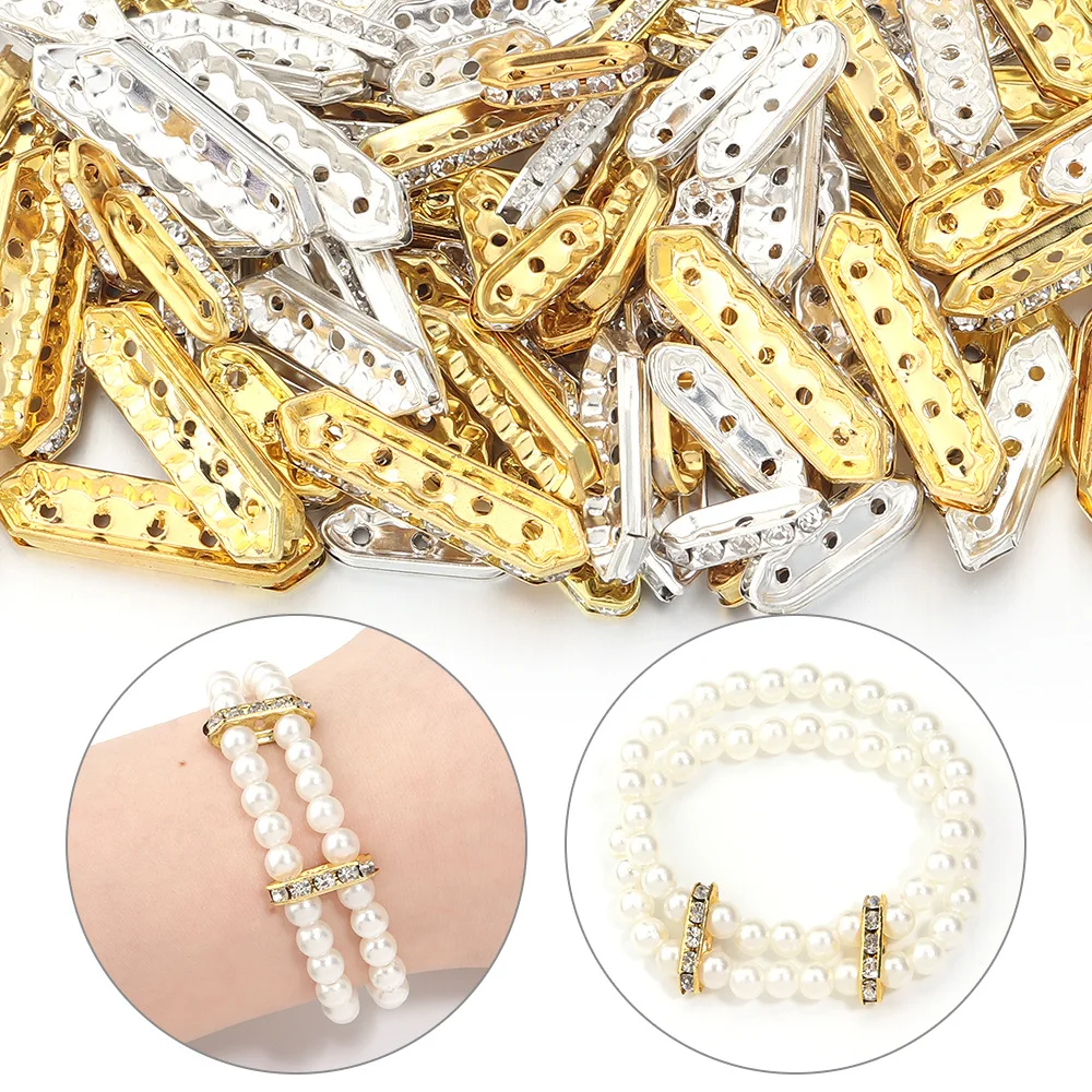 Juya 50pcs/lot Wholesale Metal Separator Spacers Supplies DIY 2 3 5 Holes Spacer Bars Accessories For Beadwork Jewelry Making