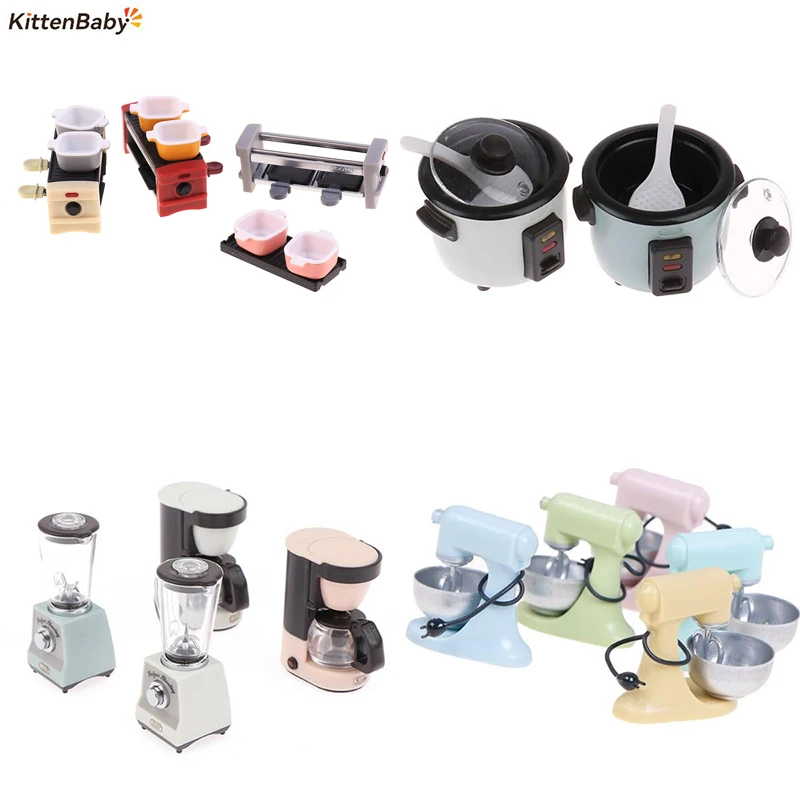 1/12 Miniature Dollhouse Blender Rice Cooker Coffee Machine Bread Machine Barbecue Machine Simulation Kitchen Appliance Toy